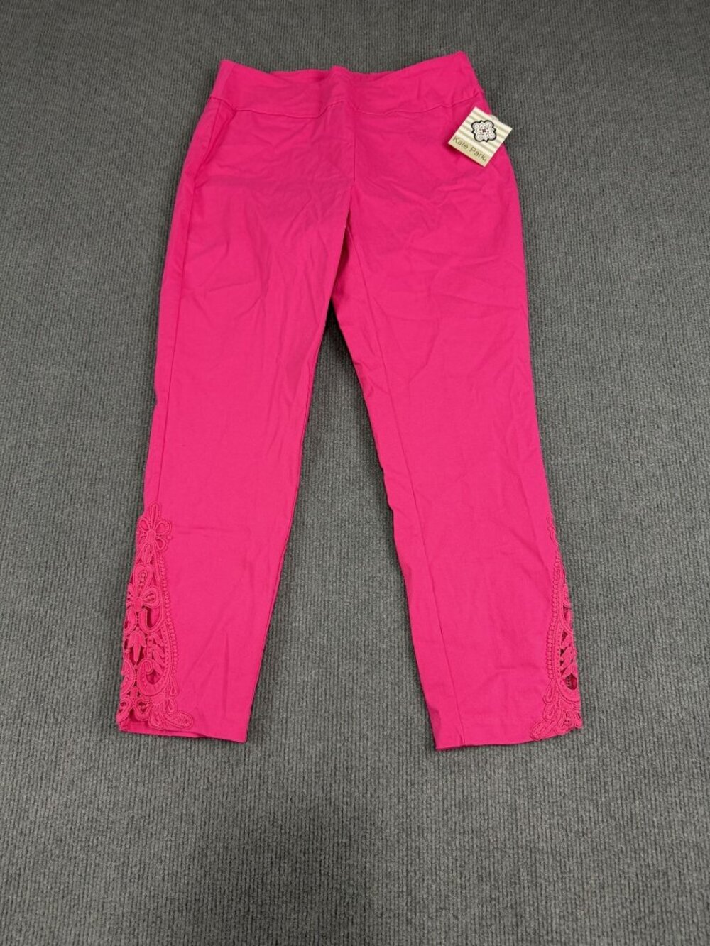 Kate Park Womens Pink Lace Hem Petite Small Pants NWT
